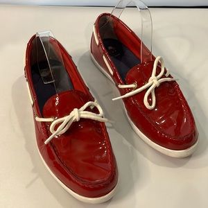 Cole Haan Sailor Nantucket Camp MOC Red Patent Leather Moc Shoes Womens Sz 10B